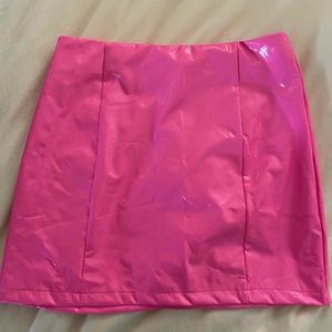 Hot pink latex skirt
